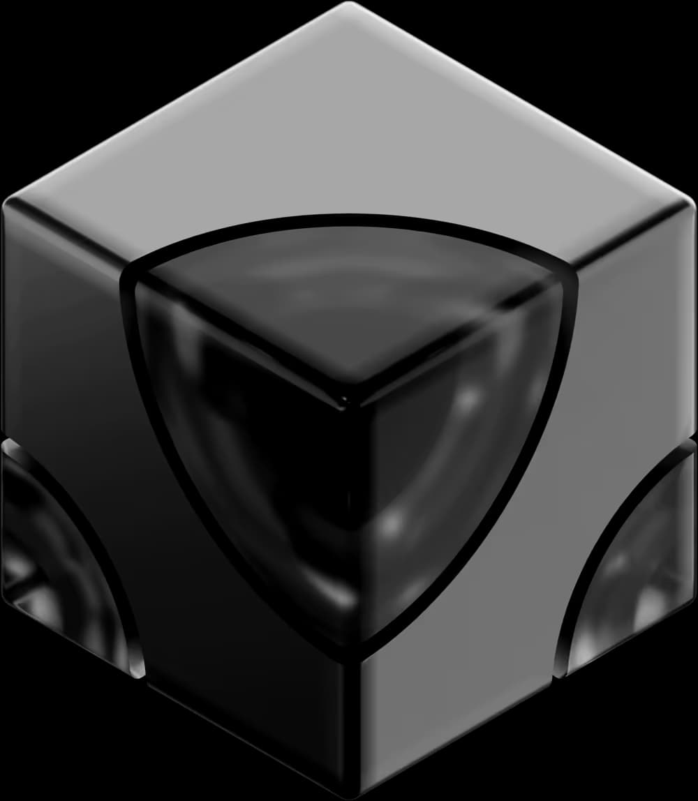 A faceted chrome and glass block, the GARP Stars mark.
